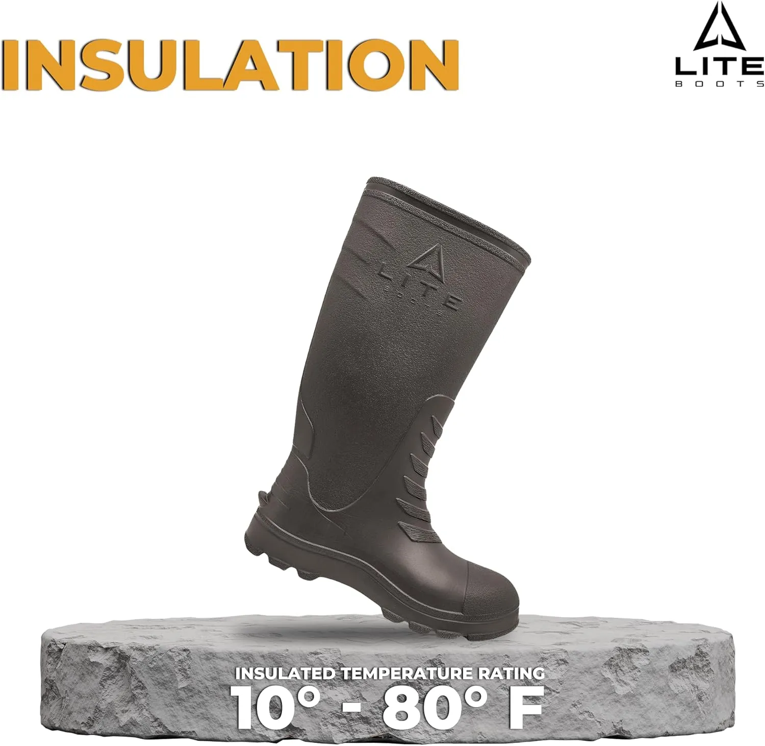16 Classic Mens Boots, Lightweight, Waterproof, Hunting, Fishing, Rain, Chore Boot