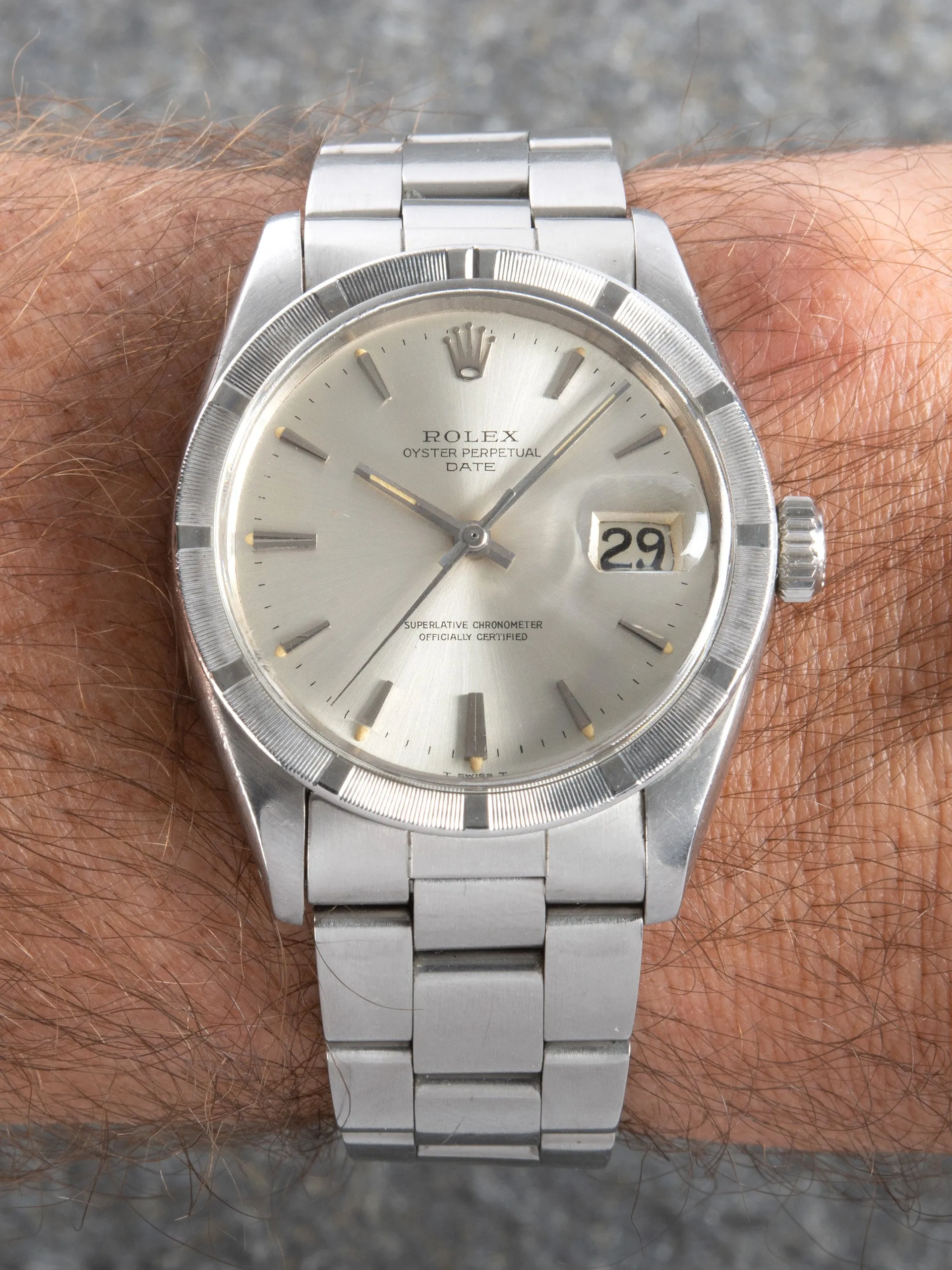 1965 Rolex Oyster Perpetual Date (Ref. 1501) Silver Dial W/ Box, Papers, & RSC Papers