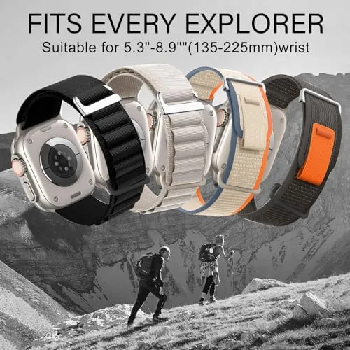 4 Pack Nylon Bands Compatible with Apple Watch Ultra 2/Ultra Band 49mm 45mm 44mm 42mm Men Women, Sport Breathable Trail Loop Alpine Loop Band Replacement for iWatch Series 9 8 7 6 SE 5 4 3 2 1