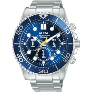 Alba Active Chronograph Stainless Steel Blue Dial Watch AT3J43X
