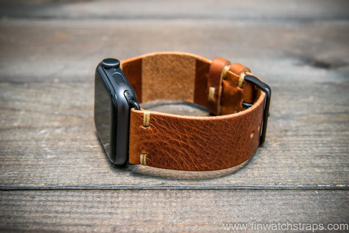 Apple Watch 3,4,5 artisan leather watch band. Badalassi Wax Italian leather.