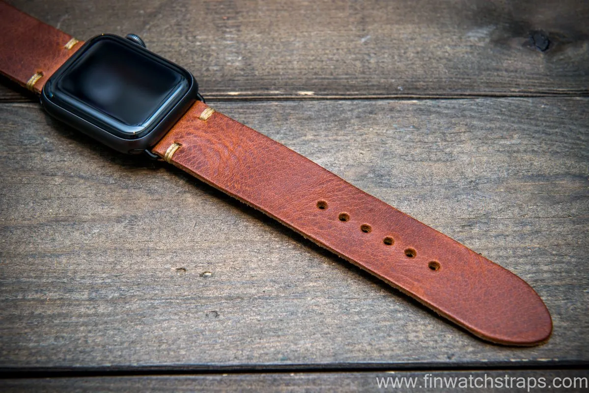 Apple Watch 3,4,5 artisan leather watch band. Badalassi Wax Italian leather.