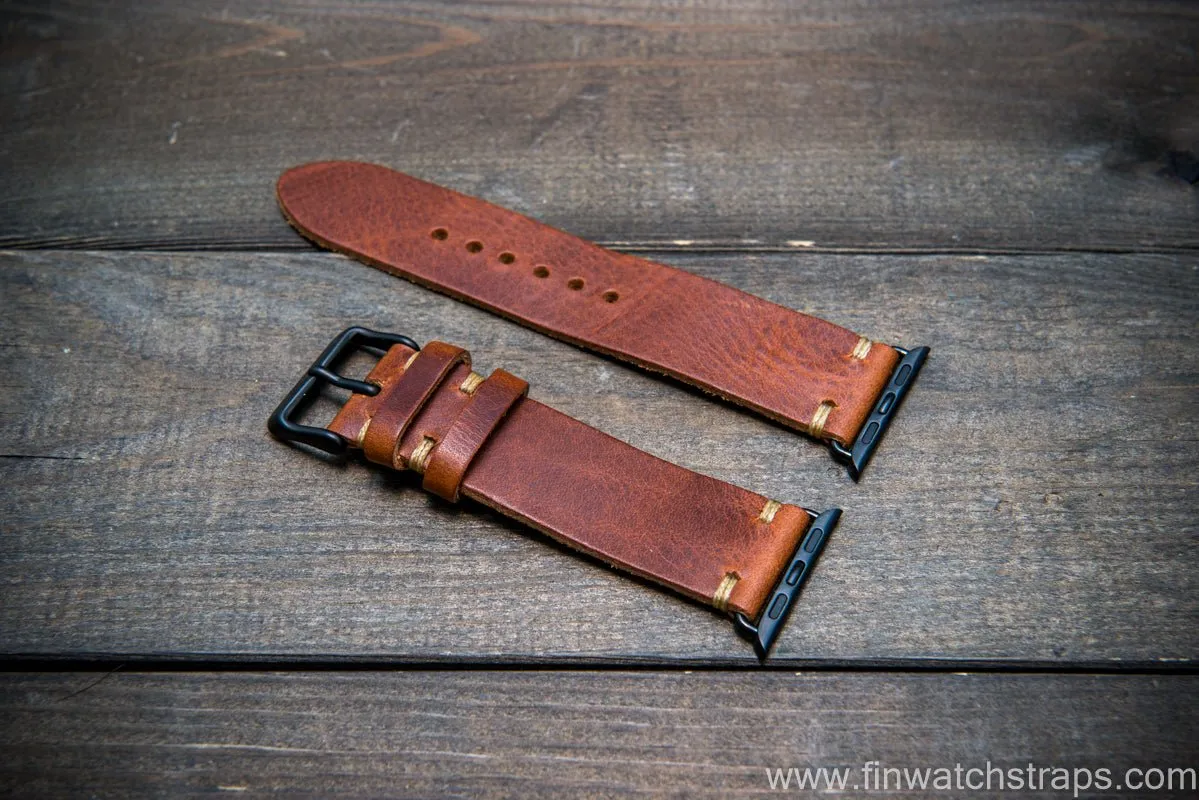 Apple Watch 3,4,5 artisan leather watch band. Badalassi Wax Italian leather.