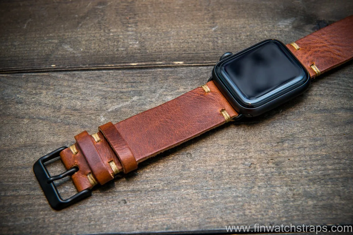 Apple Watch 3,4,5 artisan leather watch band. Badalassi Wax Italian leather.