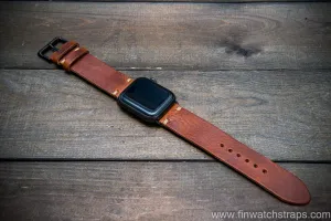 Apple Watch 3,4,5 artisan leather watch band. Badalassi Wax Italian leather.