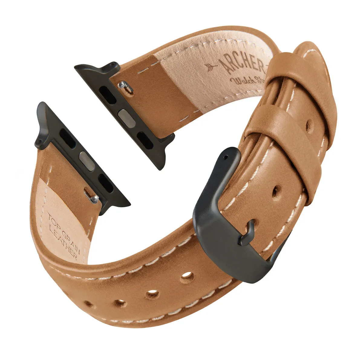 Apple Watch Leather Watch Band - Camel Tan/Natural/Space Gray