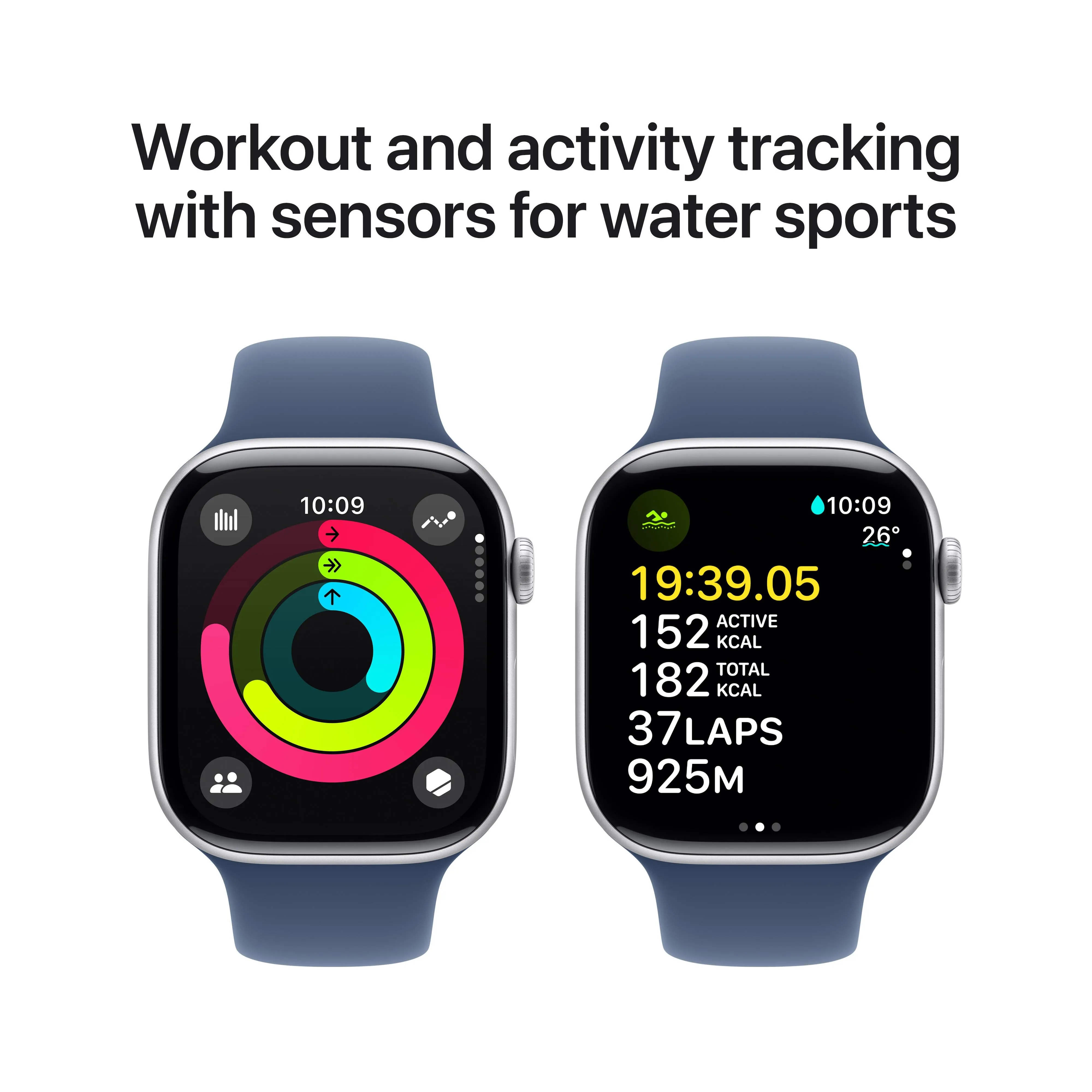 Apple Watch Series 10 GPS 42mm Silver Aluminium Case with Denim Sport Band - M/L