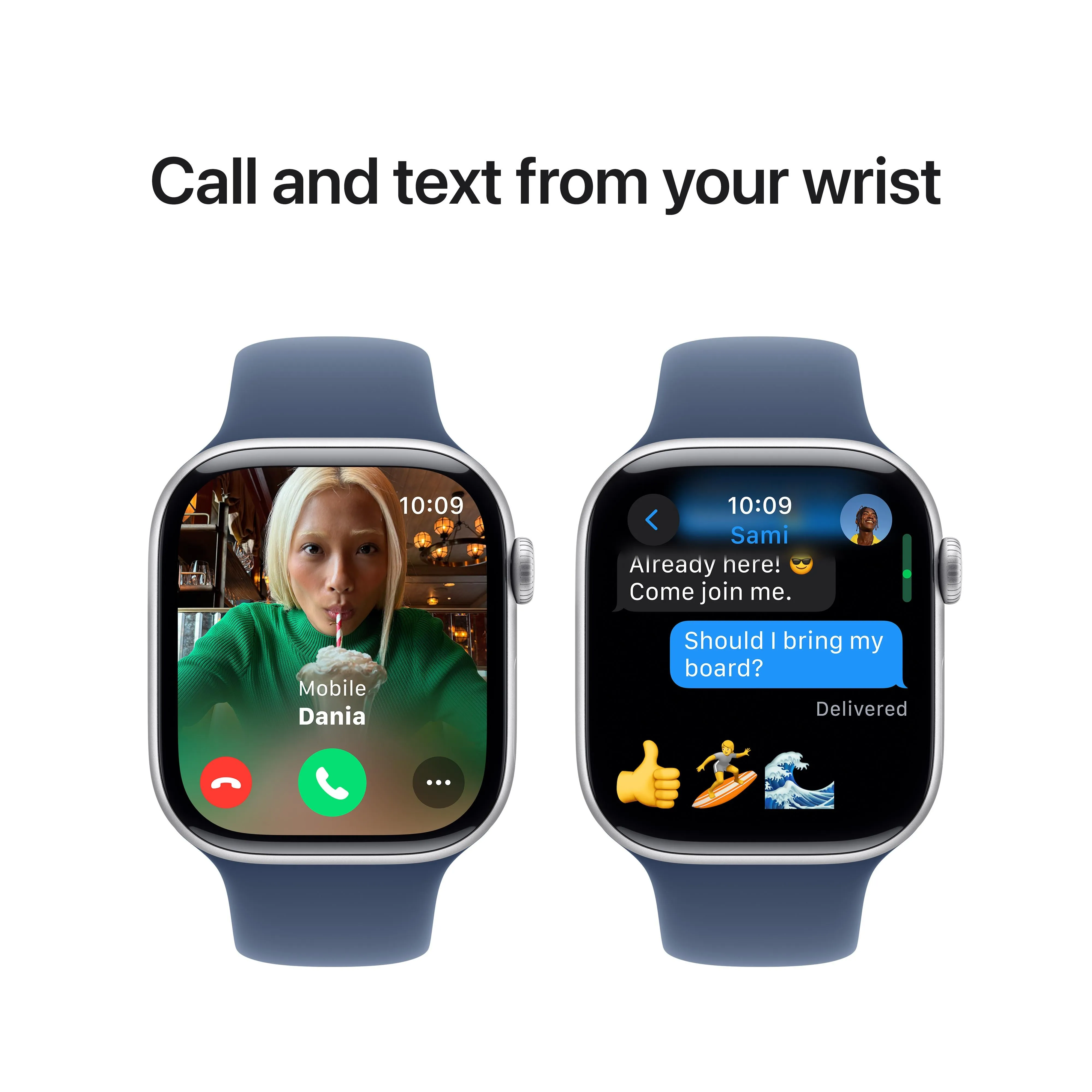 Apple Watch Series 10 GPS 42mm Silver Aluminium Case with Denim Sport Band - M/L