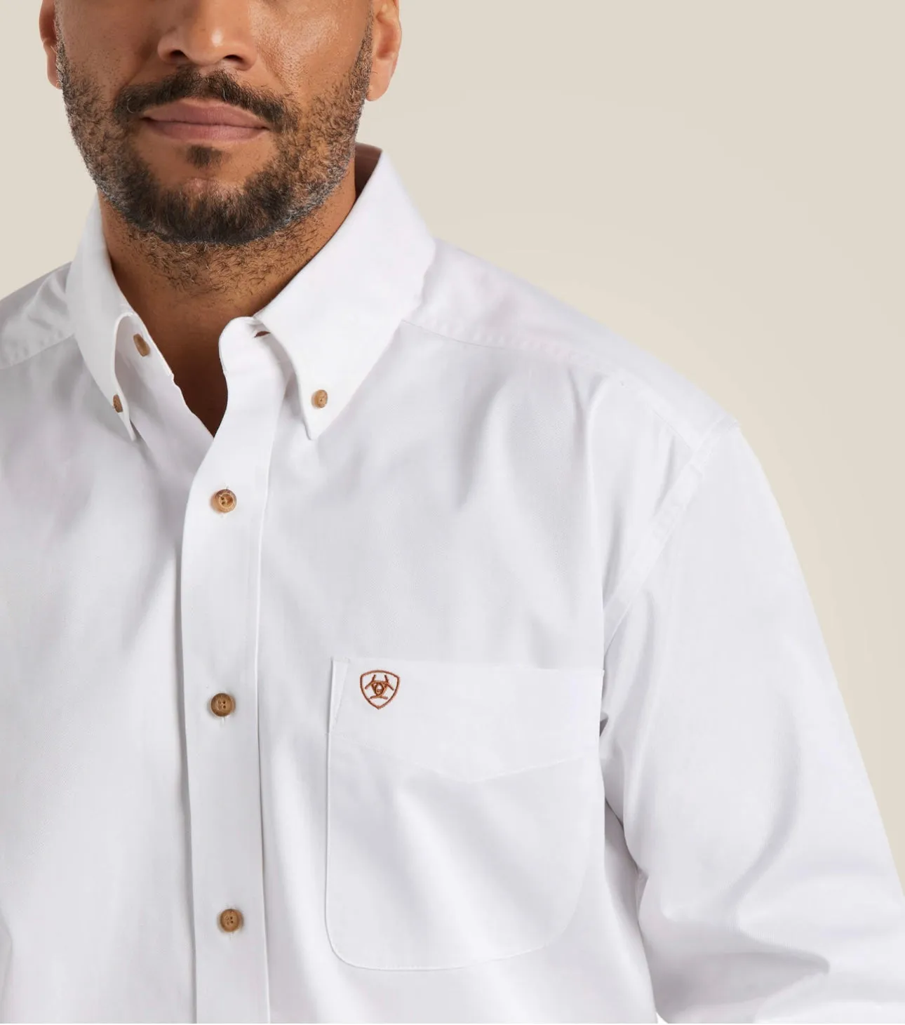 Ariat White Solid Twill Classic Fit Shirt