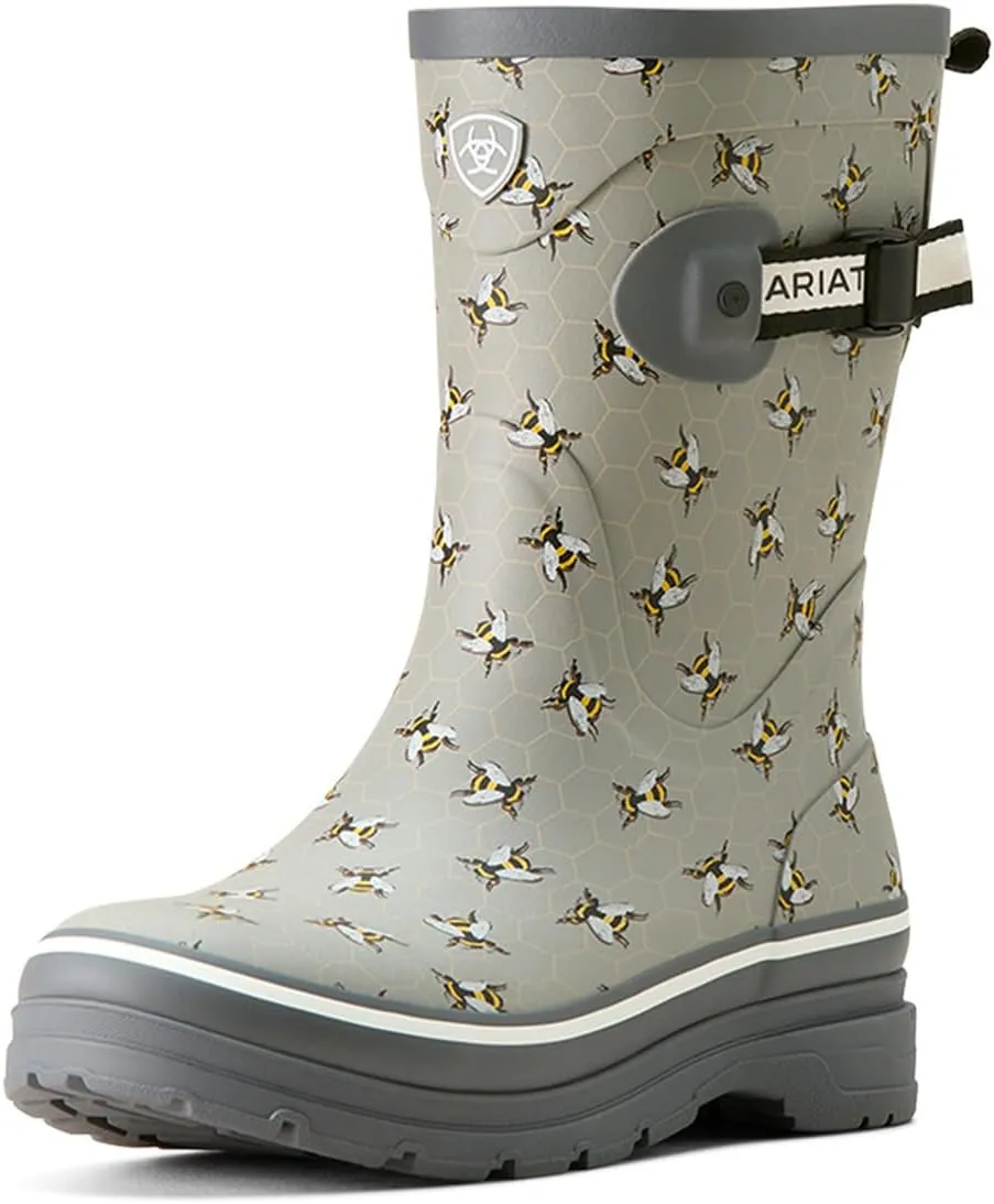 ARIAT Womens Kelmarsh Mid Graphic Rain Casual Boots Mid Calf Low Heel 1-2" - Grey