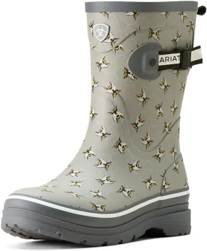ARIAT Womens Kelmarsh Mid Graphic Rain Casual Boots Mid Calf Low Heel 1-2" - Grey