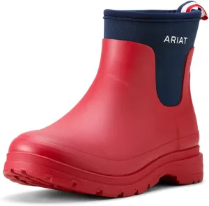 ARIAT Womens Kelmarsh Shortie Pull On Rain Casual Boots Ankle Low Heel 1-2" - Red