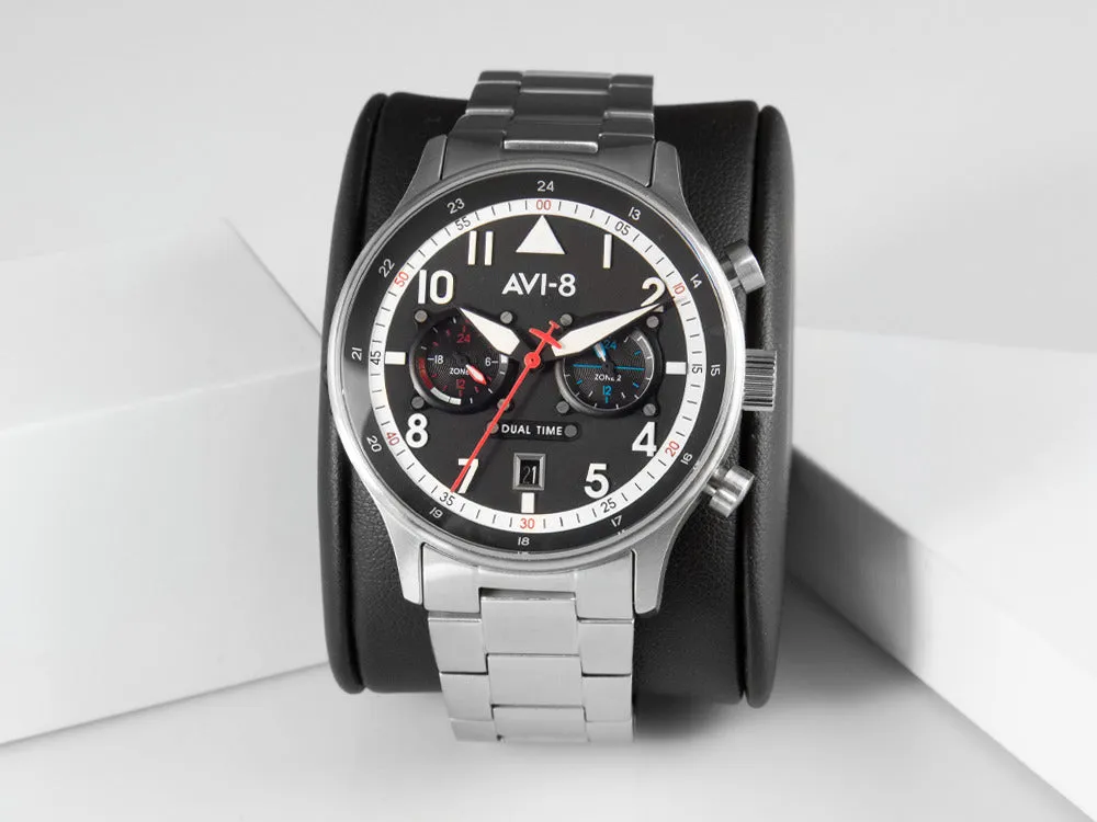 AVI-8 Hawker Hurricane Carey Dual Time Rangoon Quartz Watch, 43 mm, AV-4088-11