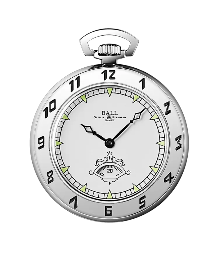 BALL Trainmaster Secometer Pocket Watch  (45mm) PW1098E-WH