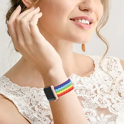 Bandiction Compatible with Apple Watch Bands 44mm 40mm 38mm 42mm 41mm 45mm 46mm 49mm, iWatch Bands Women Men,Adjustable Braided Solo Loop Elastic Sport Band for iWatch Ultra SE Series 10/9/8/7/6/5/4