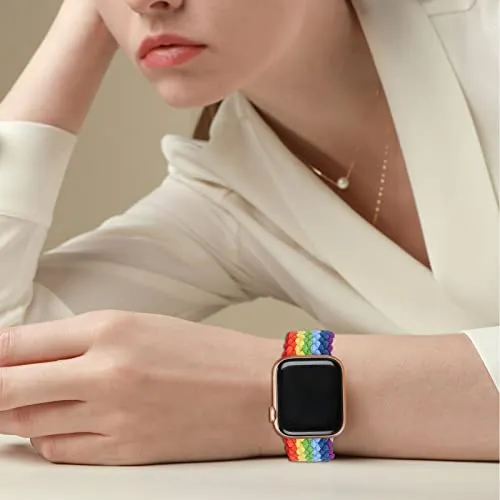 Bandiction Compatible with Apple Watch Bands 44mm 40mm 38mm 42mm 41mm 45mm 46mm 49mm, iWatch Bands Women Men,Adjustable Braided Solo Loop Elastic Sport Band for iWatch Ultra SE Series 10/9/8/7/6/5/4