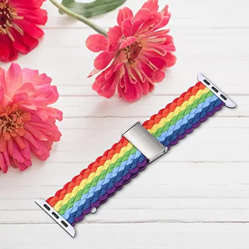 Bandiction Compatible with Apple Watch Bands 44mm 40mm 38mm 42mm 41mm 45mm 46mm 49mm, iWatch Bands Women Men,Adjustable Braided Solo Loop Elastic Sport Band for iWatch Ultra SE Series 10/9/8/7/6/5/4