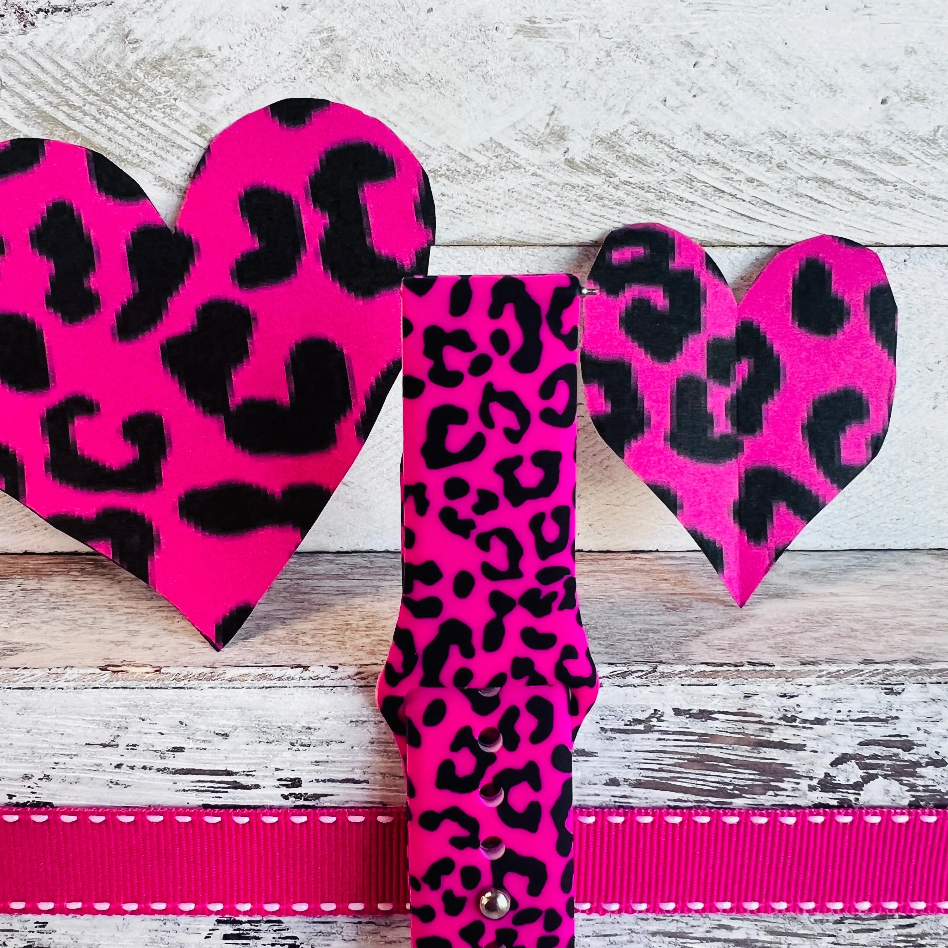 Barbiecore Pink Leopard Print Silicone Band For Samsung Watch