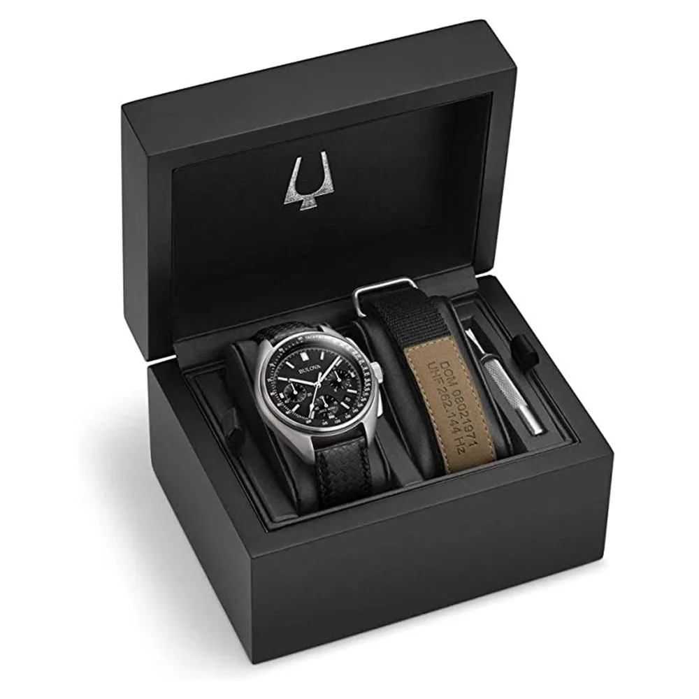 Bulova Men's Black Dial Leather Band Chronograph Quartz Watch - 96B251