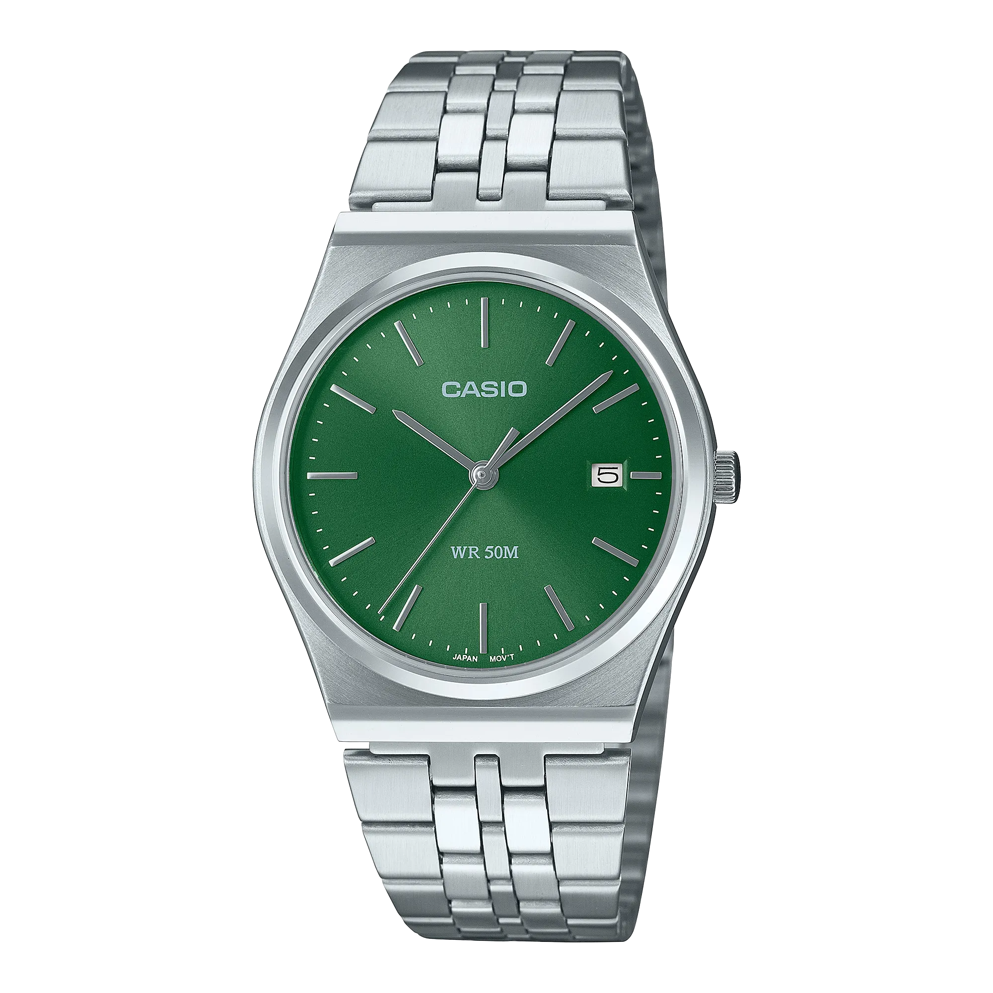 Casio Standard Silver Stainless Steel Green Dial Watch MTPB145D-3A