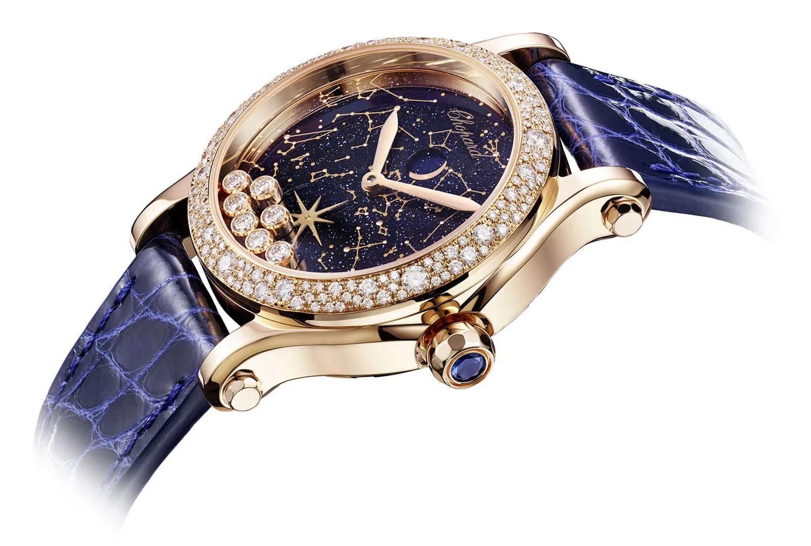 Chopard Happy Sport Moon Phase 18K Rose Gold & Diamonds Lady's Watch