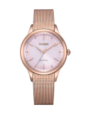 Citizen Eco-Drive Stainless Steel Pink Dial Watch EM0819-80X