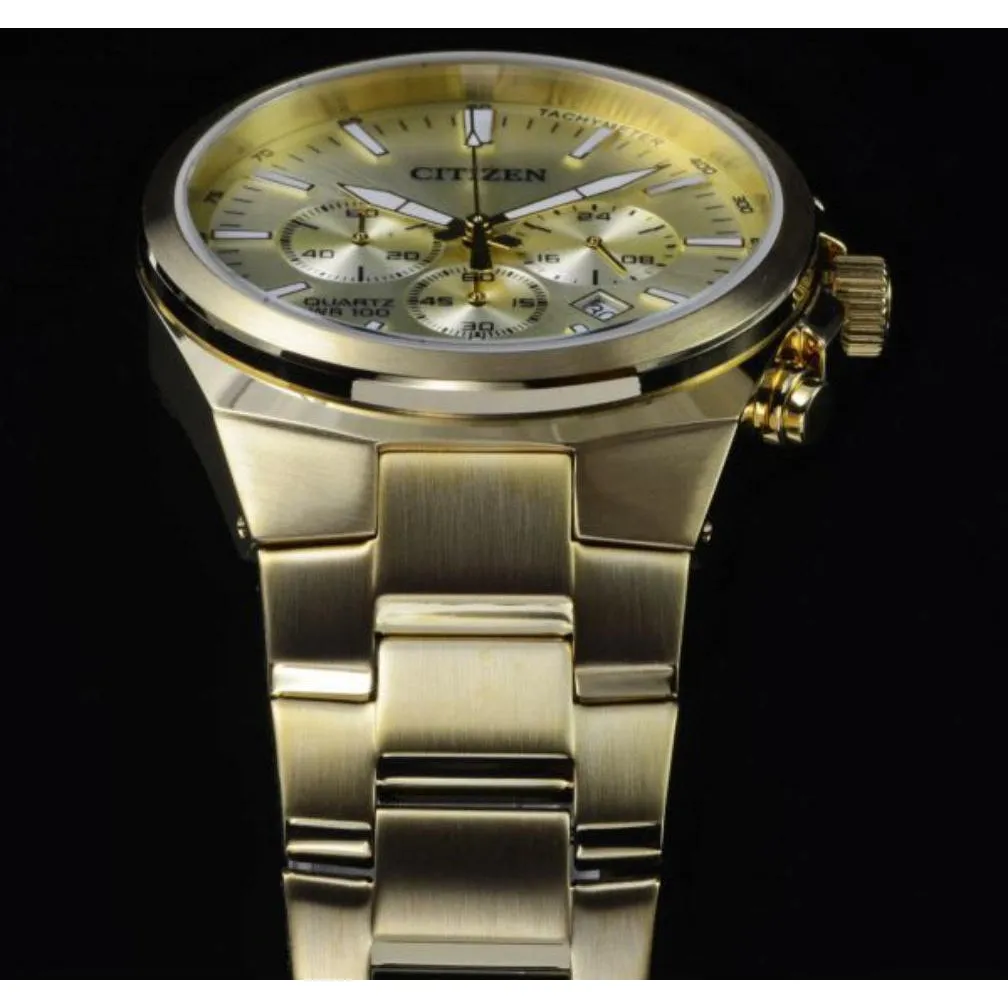 Citizen Gents Gold Stainless Steel Multi Function Quartz Men's Watch - AN8172-53P