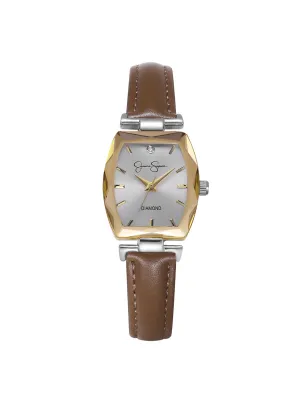 Diamond Dial Strap Watch in Brown