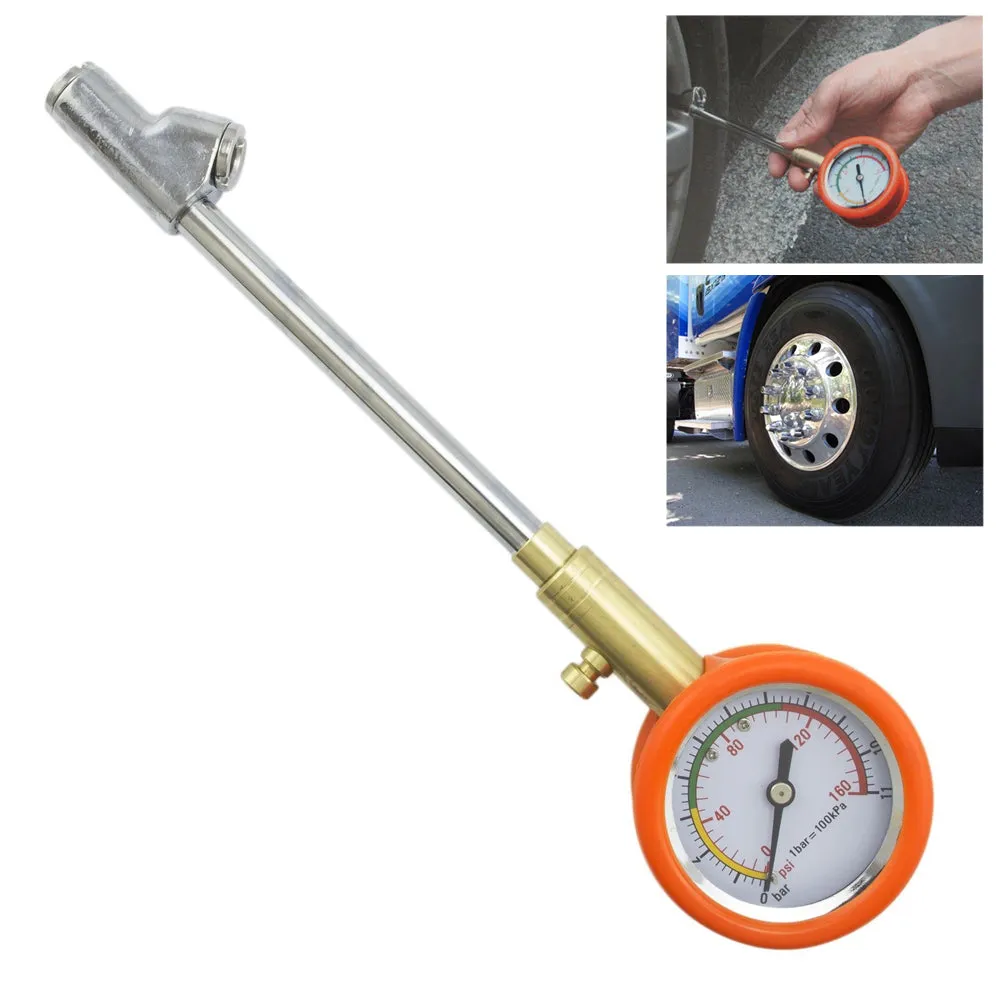 Dual Head Truck Tire Pressure Gauge Dial Tester 150 PSI Trucker Auto Car Bike RV