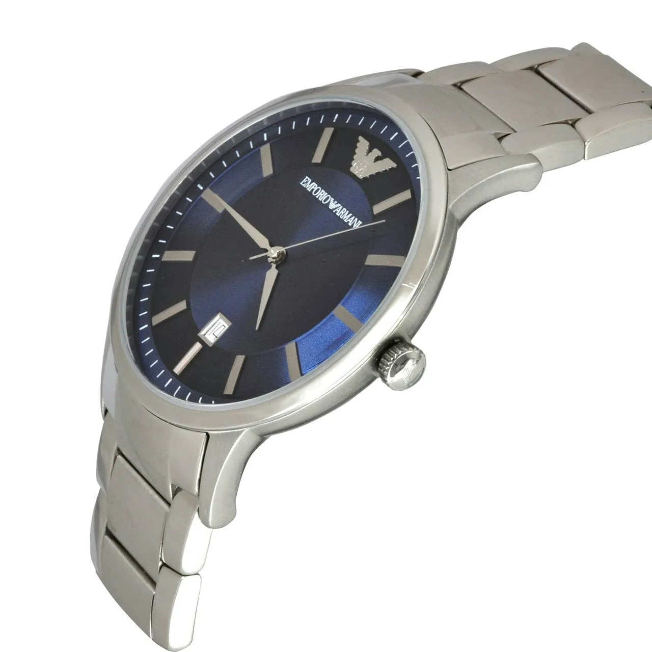 Emporio Armani Men's Classic Stainless Steel Watch with Blue Dial AR2477