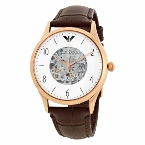 Emporio Armani Men's White Dial Watch with Leather Strap AR1911
