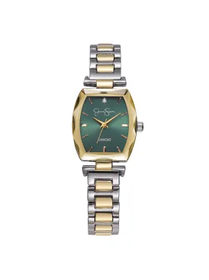 Faceted Bezel Bracelet Watch in Gold & Silver