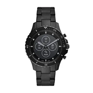 Fossil Men's 44MM FB-01 HR HR Heart Rate Stainless Steel Hybrid HR Smart Watch, Color: FB-01 - Black (Model: FTW7017)