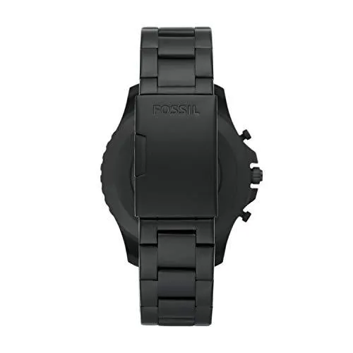 Fossil Men's 44MM FB-01 HR HR Heart Rate Stainless Steel Hybrid HR Smart Watch, Color: FB-01 - Black (Model: FTW7017)