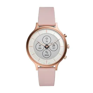 Fossil Women's 42MM Charter HR Heart Rate Stainless Steel and Silicone Hybrid HR Smart Watch, Color: Rose Gold, Pink (Model: FTW7013)