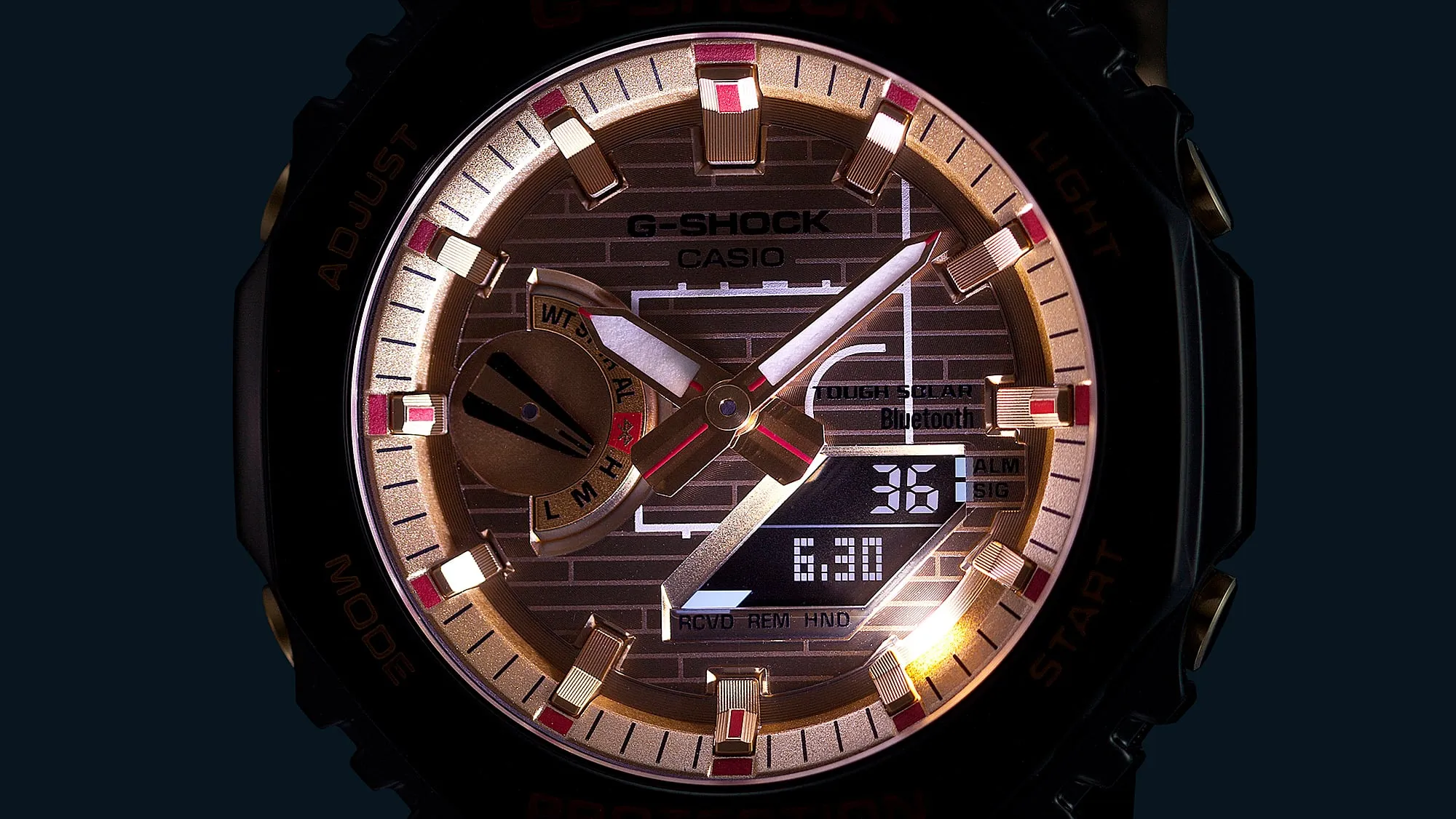 G-Shock G-Steel 2100 Series Gold Dial Black Resin Band Watch GBM2100RH-1A