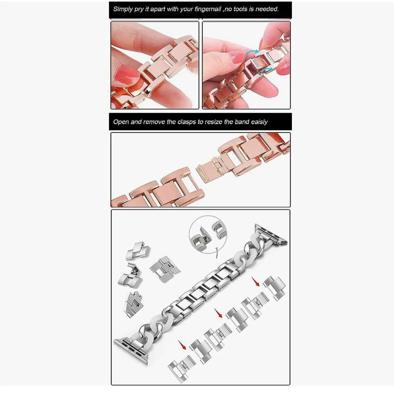 GlamTech Luxe Chain Bracelet Band For Apple Watch Two Colors Available