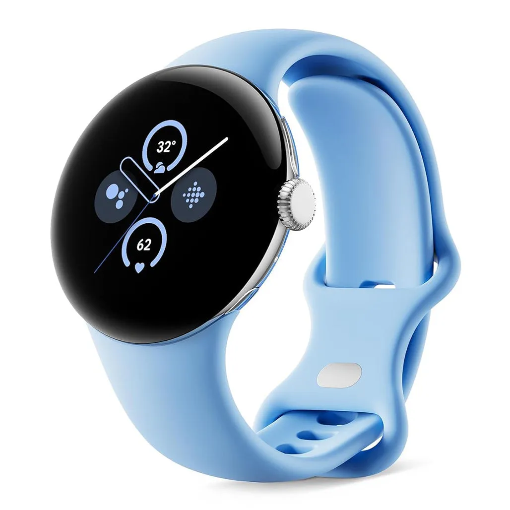Google Pixel Watch 2 - Polished Silver Aluminum Case / Bay Active Band