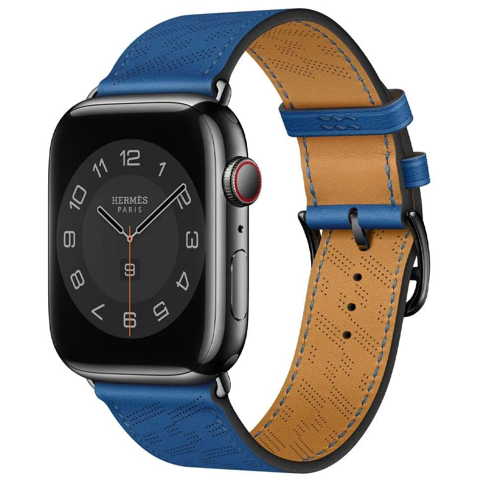 H Diagonal Genuine Leather Single Tour Apple Watch Band