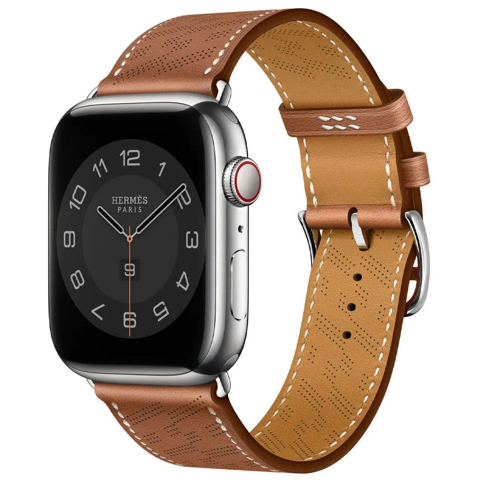 H Diagonal Genuine Leather Single Tour Apple Watch Band