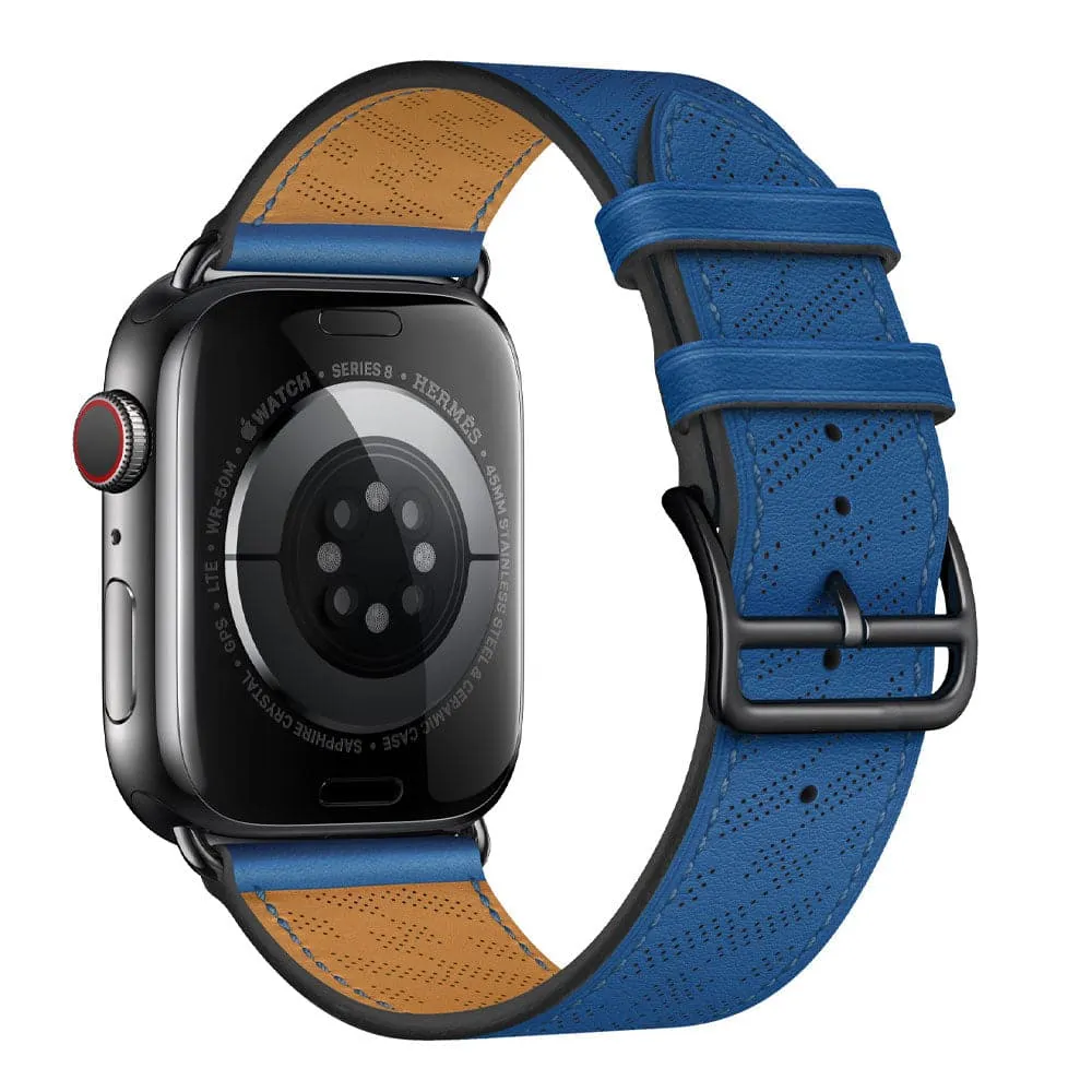 H Diagonal Genuine Leather Single Tour Apple Watch Band