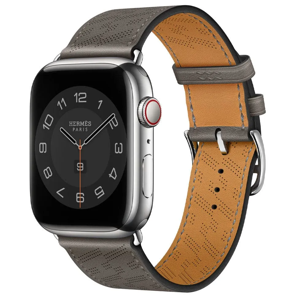 H Diagonal Genuine Leather Single Tour Apple Watch Band