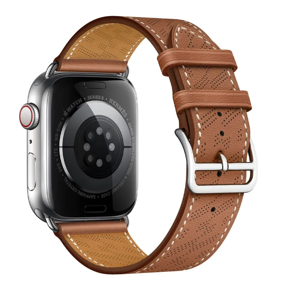 H Diagonal Genuine Leather Single Tour Apple Watch Band