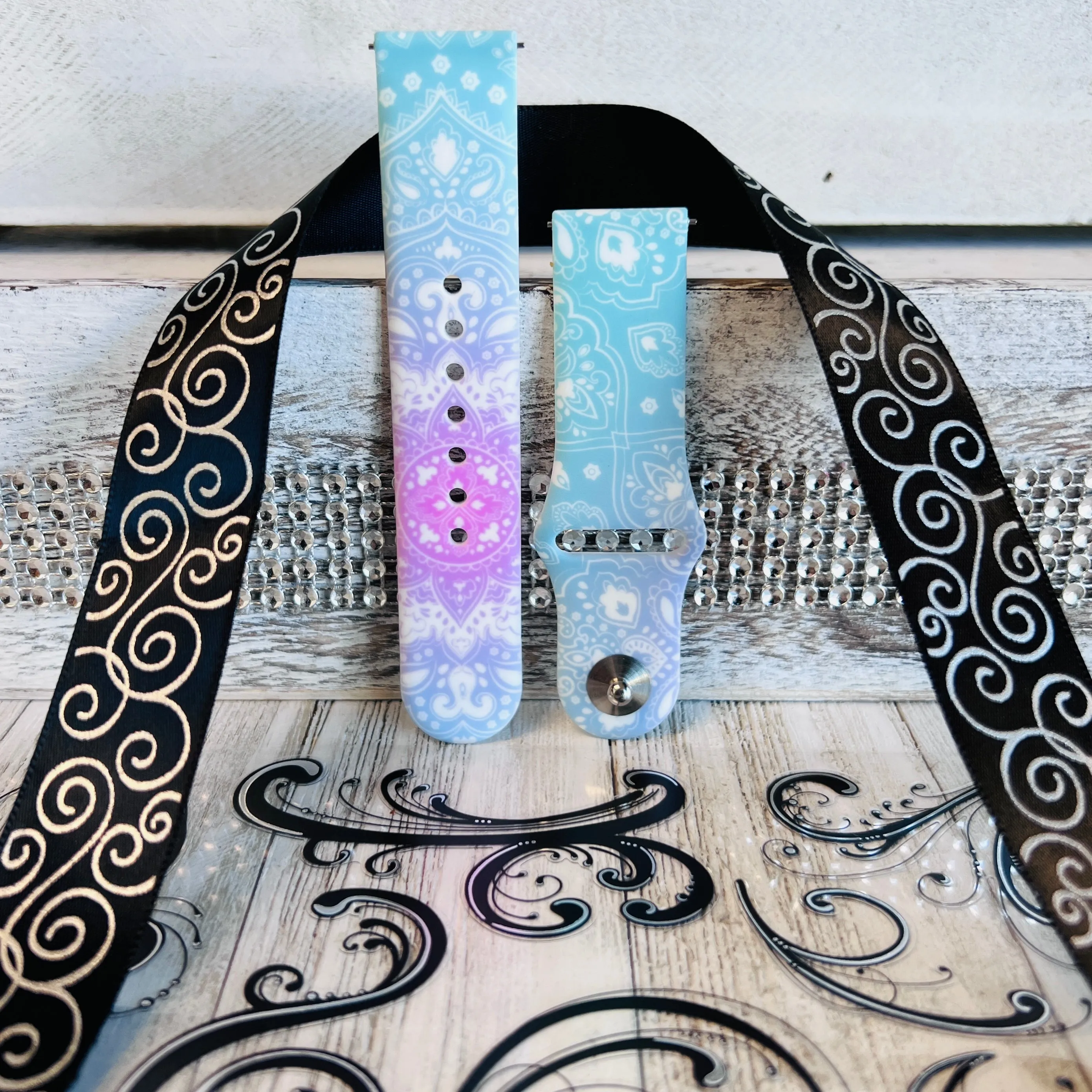 Henna Print Silicone Band For Samsung Watch Multiple Colors Available