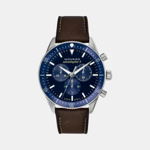 Heritage Men Blue Chronograph Leather Watch 3650121