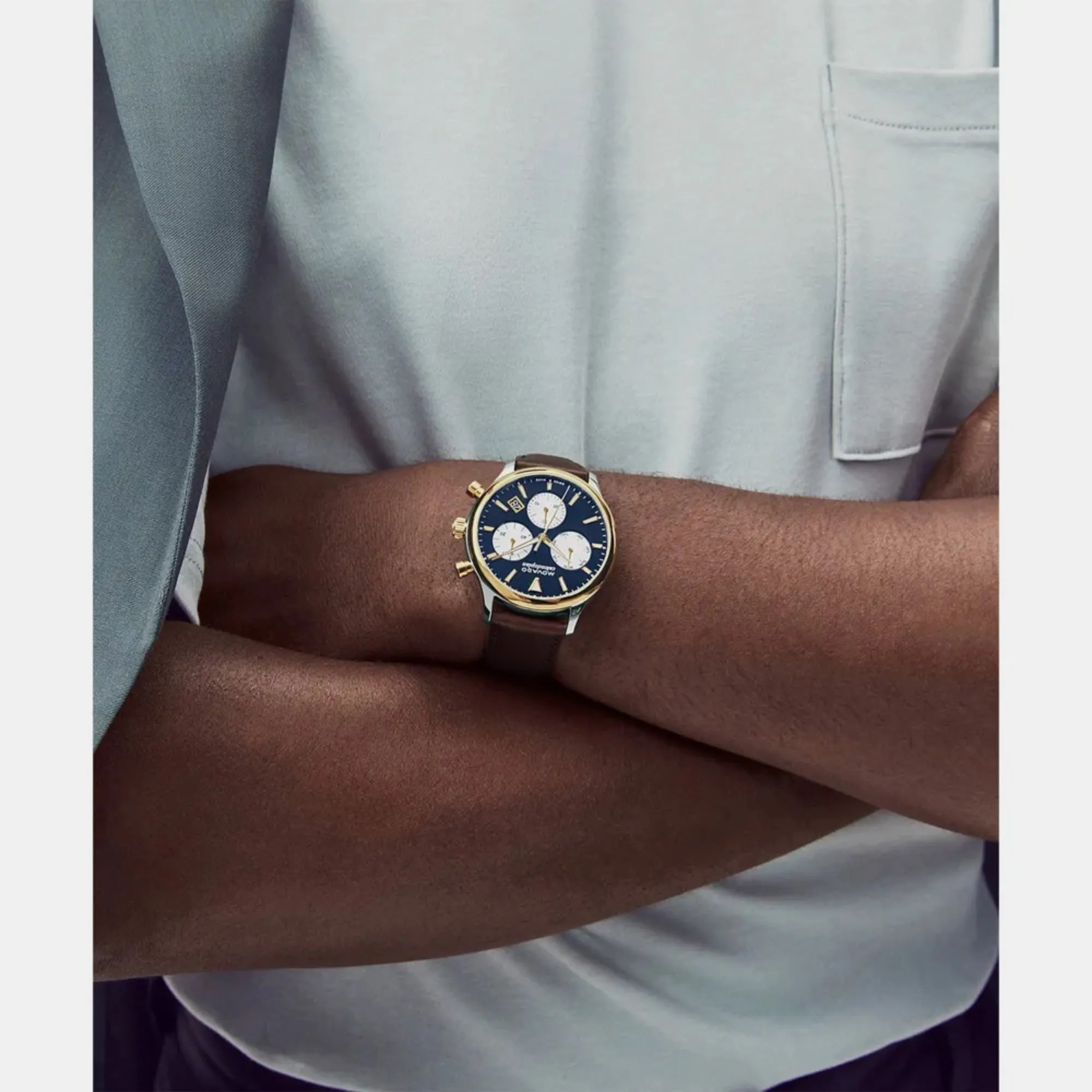 Heritage Men Blue Chronograph Leather Watch 3650162