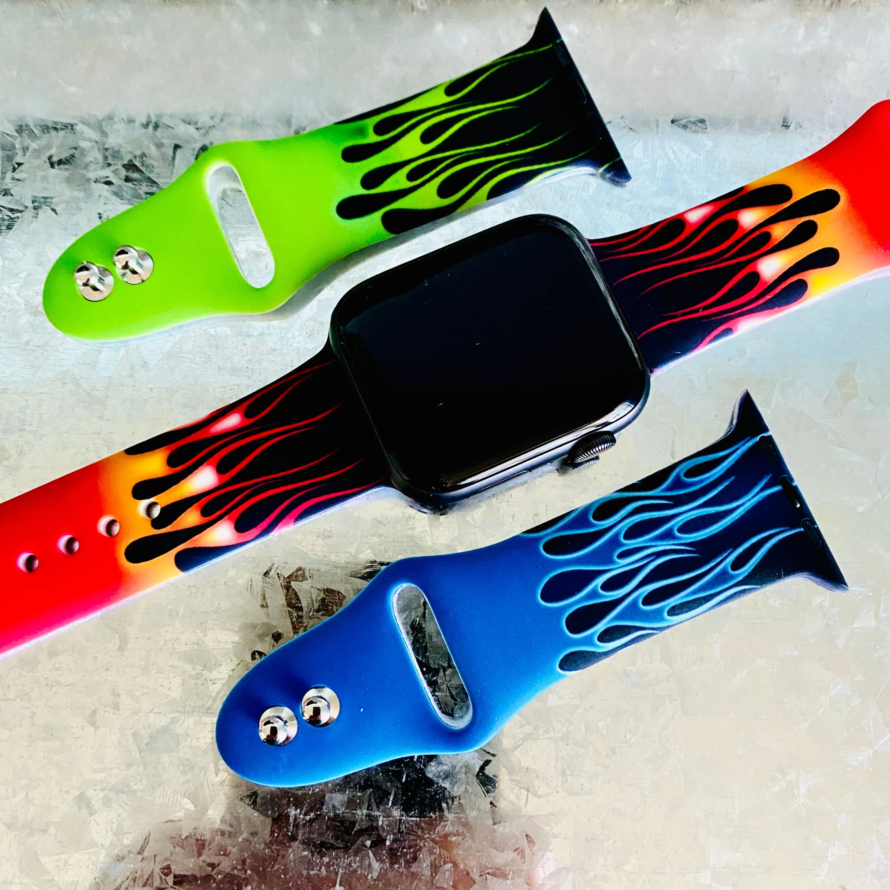 Hot Rod Flame Print Silicone Band For Apple Watch