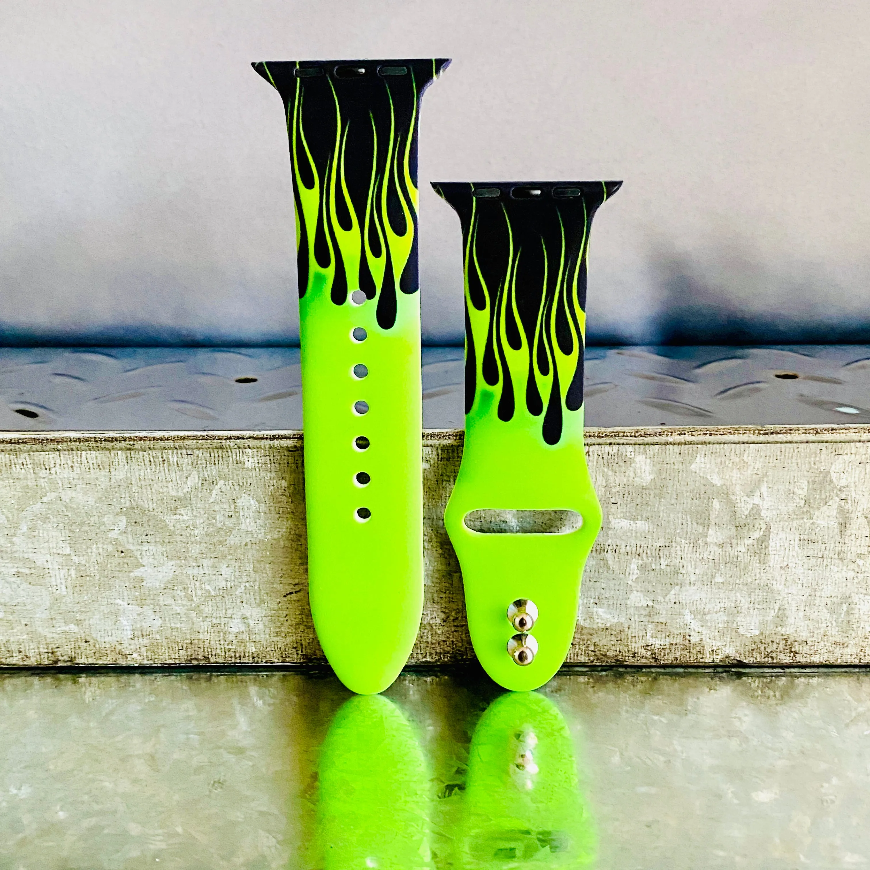Hot Rod Flame Print Silicone Band For Apple Watch