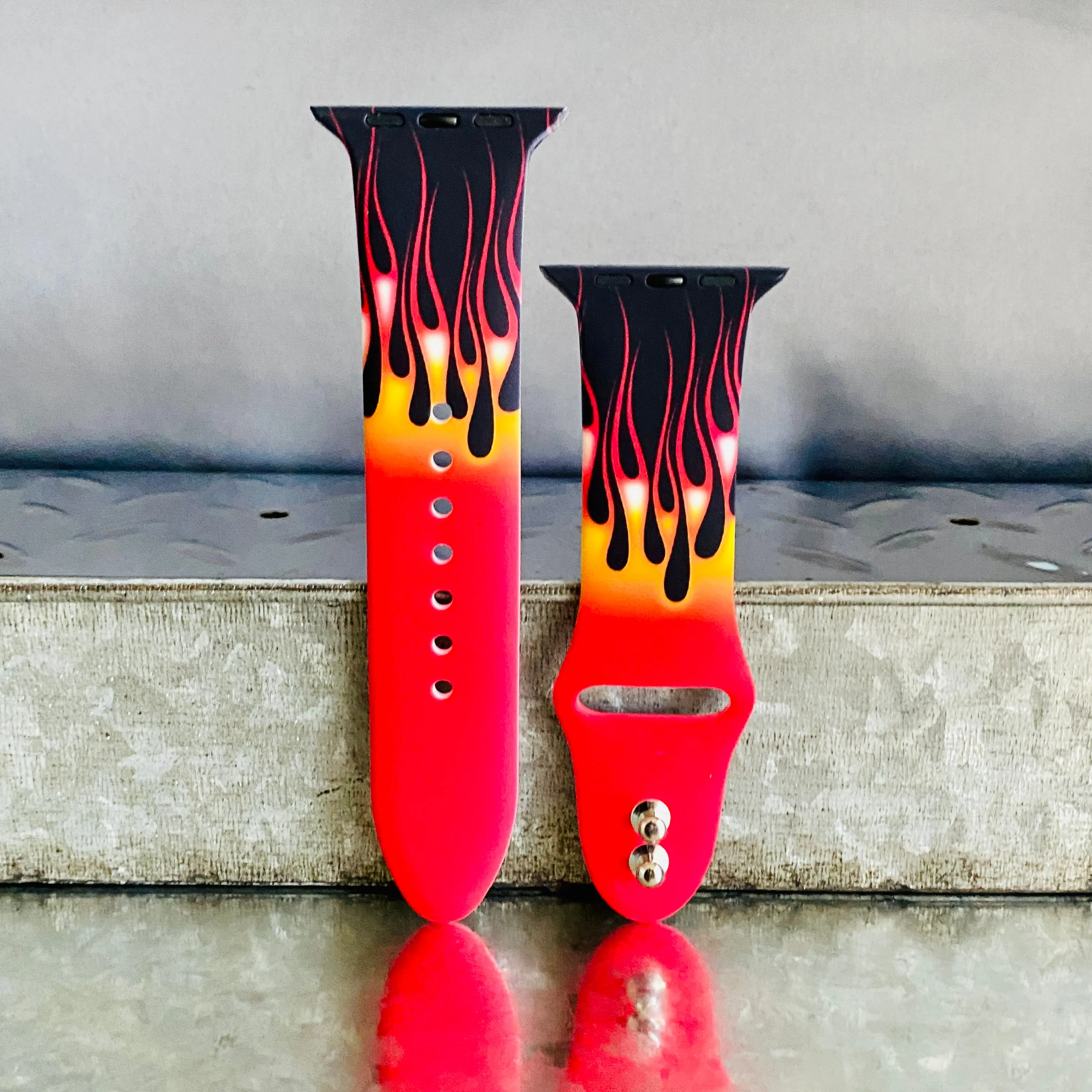 Hot Rod Flame Print Silicone Band For Apple Watch