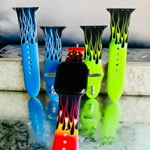 Hot Rod Flame Print Silicone Band For Apple Watch